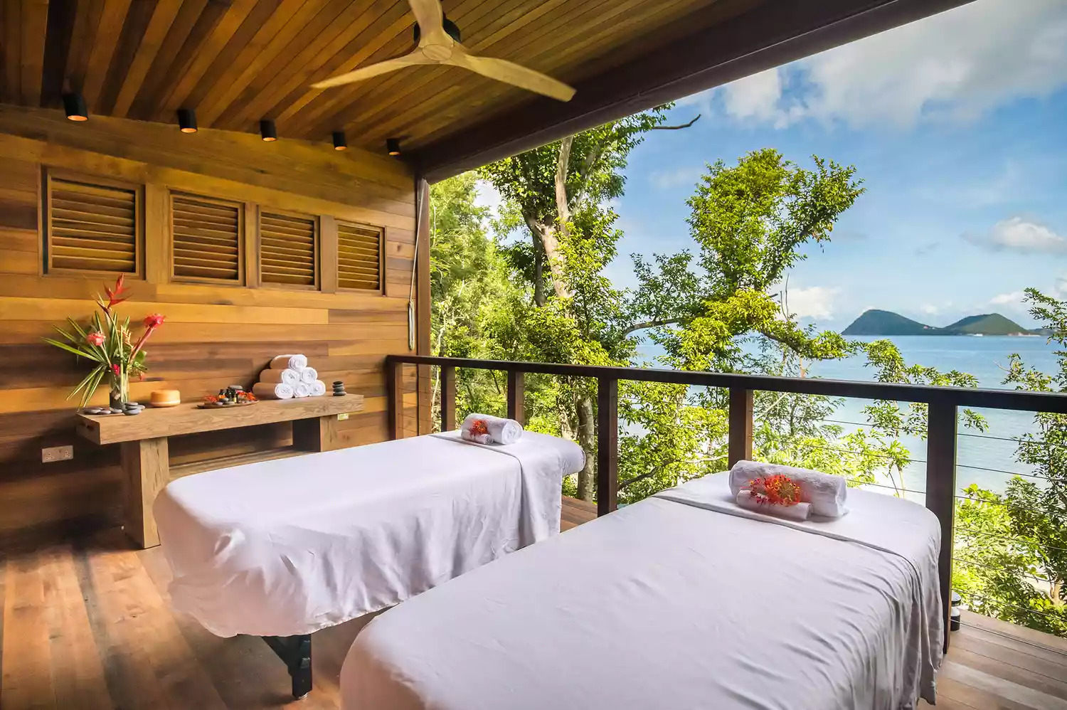 Gommier Spa treatment room at Secret Bay Dominica
