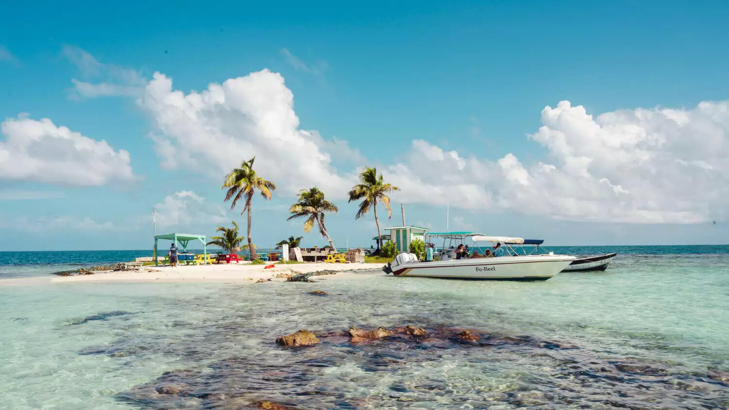 small boat on island hol chan ambergris caye belize